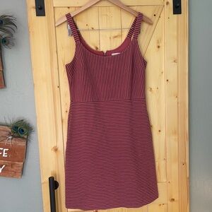 LOFT Striped Wine and Black Mini Dress